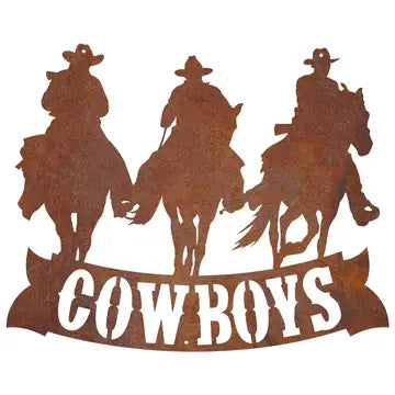 Recherche Furnishings Rustic Metal Cowboy Riders Sign - Brown