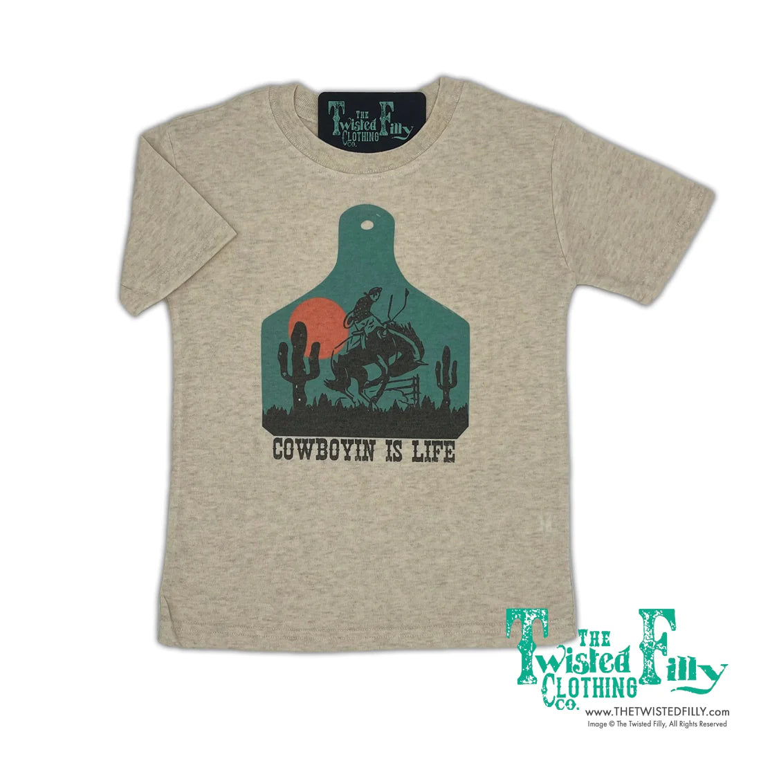 Twisted Filly Youth Cowboyin' Is Life Short Sleeve Tee - Oatmeal