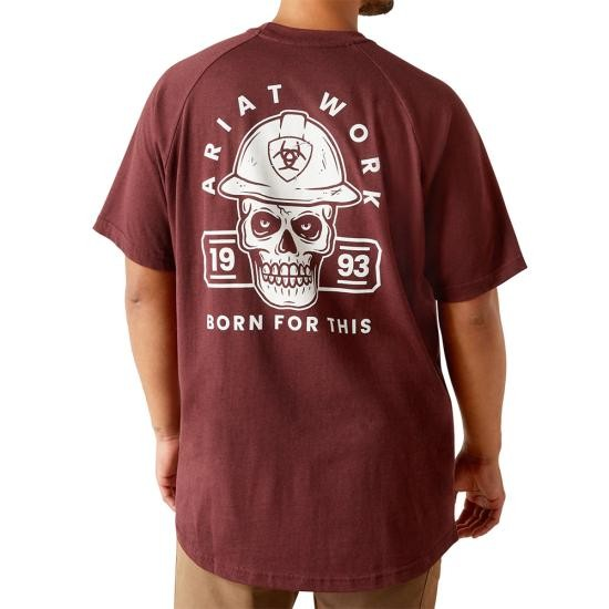 Ariat Men's Rebar Cotton Strong Hardhead Short Sleeve Tee Shirt- Burgundy Heather - Irvine Tack & Western Wear