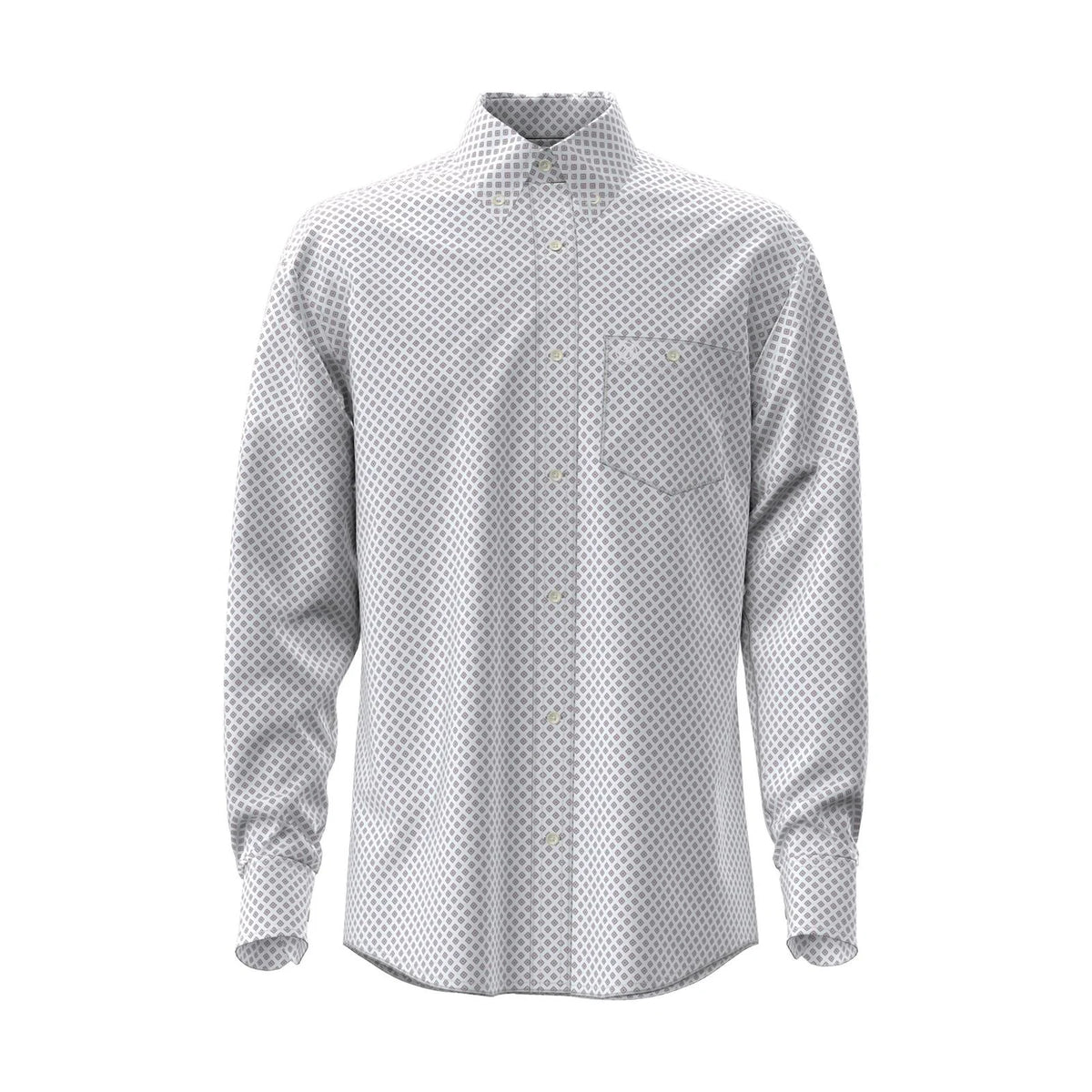 Wrangler Men's Geometric Print Long Sleeve Western Shirt - White/Burgundy