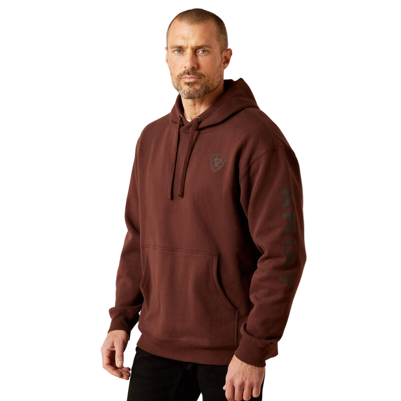 Ariat Men's Logo Long Sleeve Hoodie- Deep Mahogany - Irvine Tack & Western Wear
