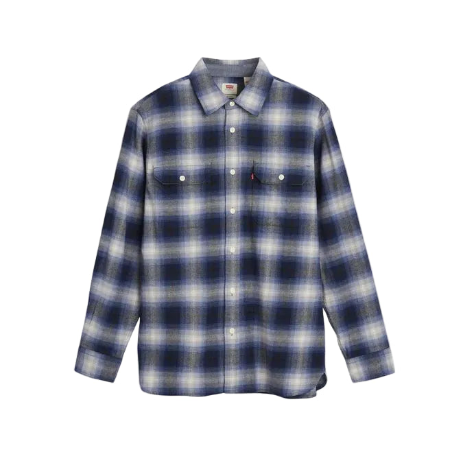 Levi Men's Classic Long Sleeve Jericho Plaid Shirt - Blue