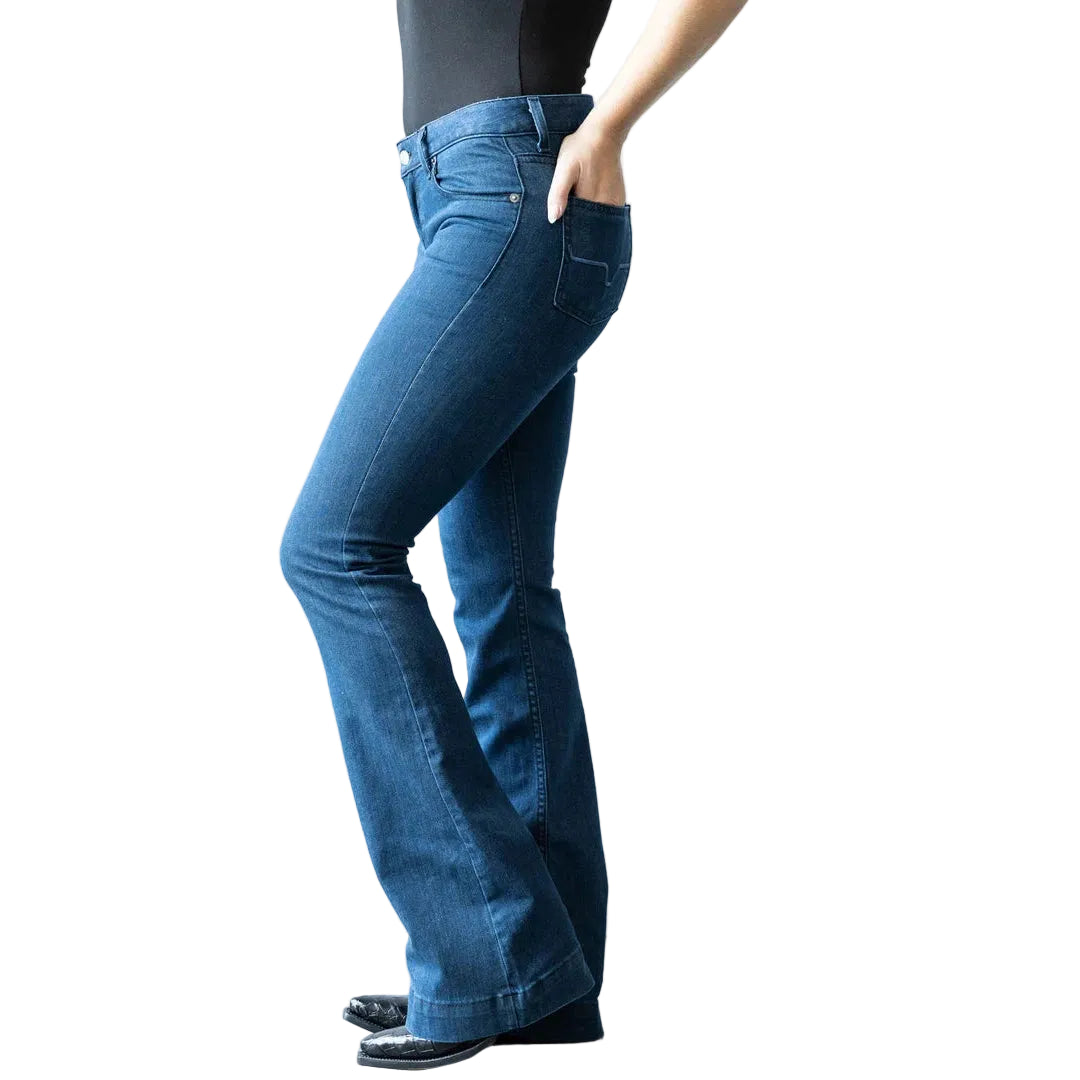 Kimes Women's Lola Mid Rise Trouser Jeans - Dark Indigo - Irvine Tack & Western Wear