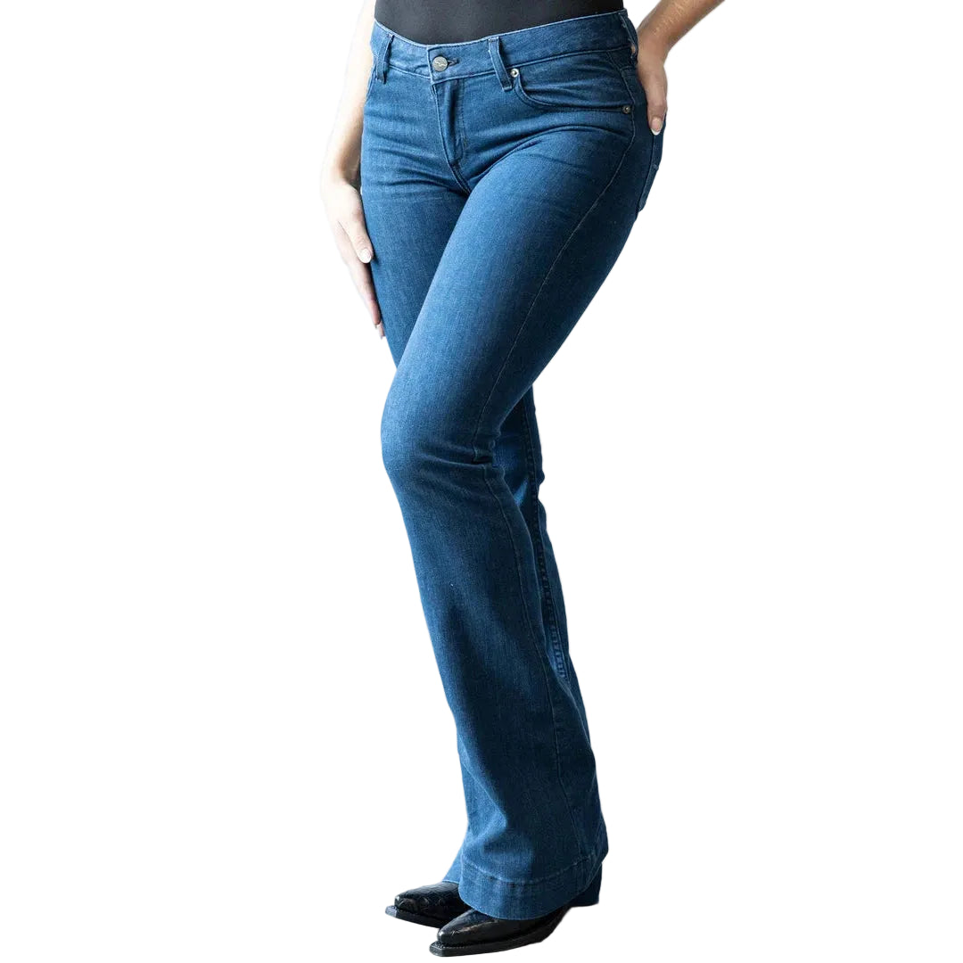 Kimes Women's Lola Mid Rise Trouser Jeans - Dark Indigo - Irvine Tack & Western Wear