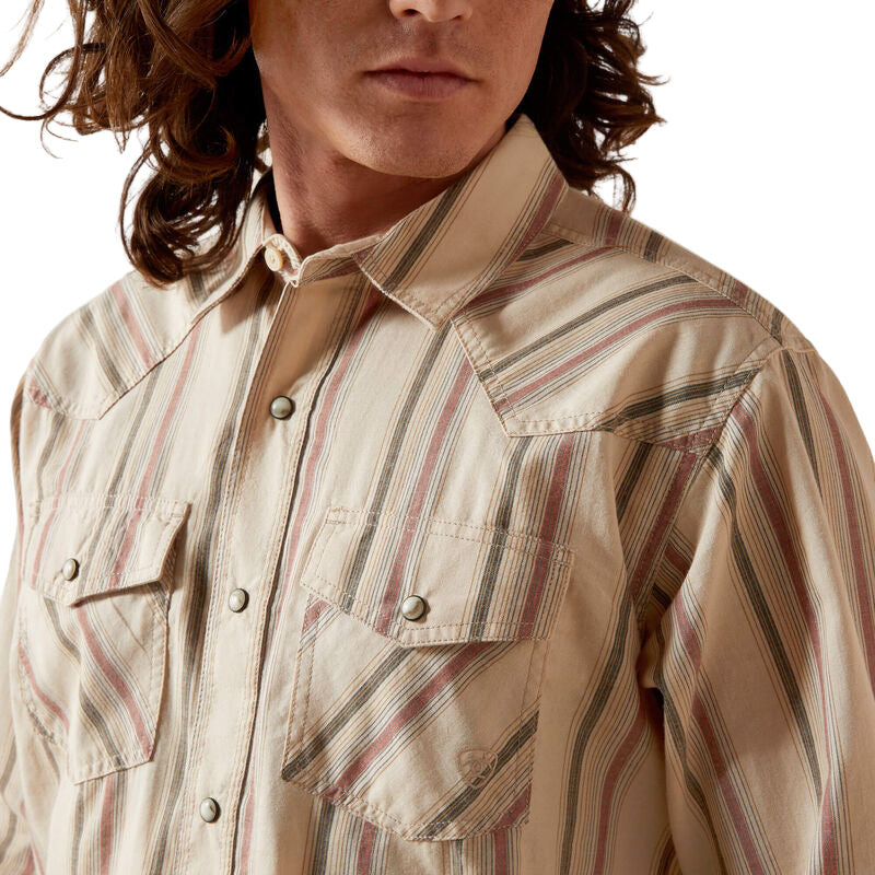 Ariat Men's Hines Retro Fit Long Sleeve Snap Shirt - Off White - Irvine Tack & Western Wear