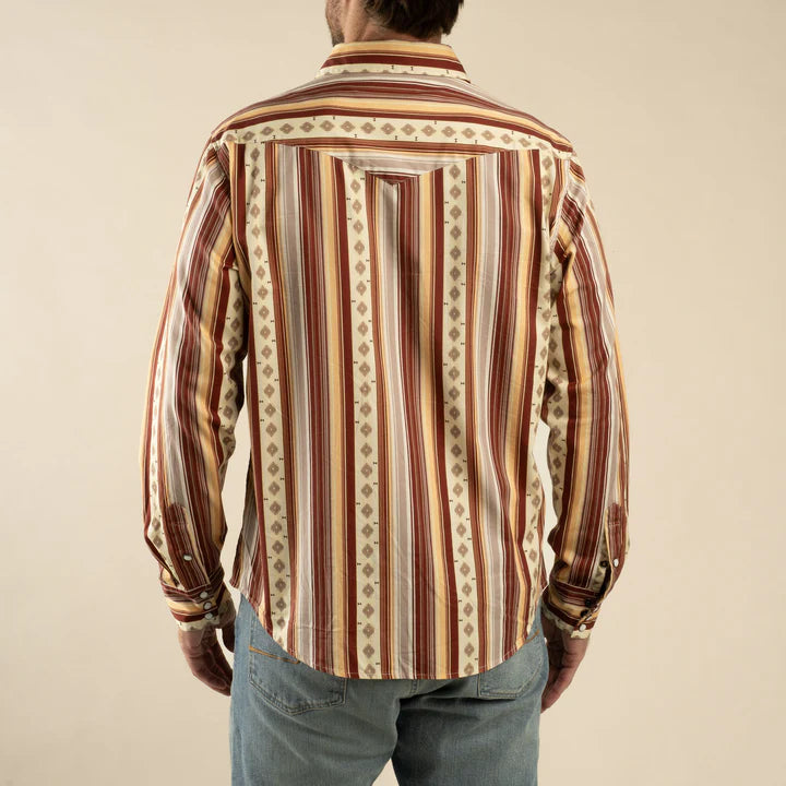 Sendero Men's The Wyatt Pearl Snap Long Sleeve Serape Shirt - Maroon/Clay - Irvine Tack & Western Wear