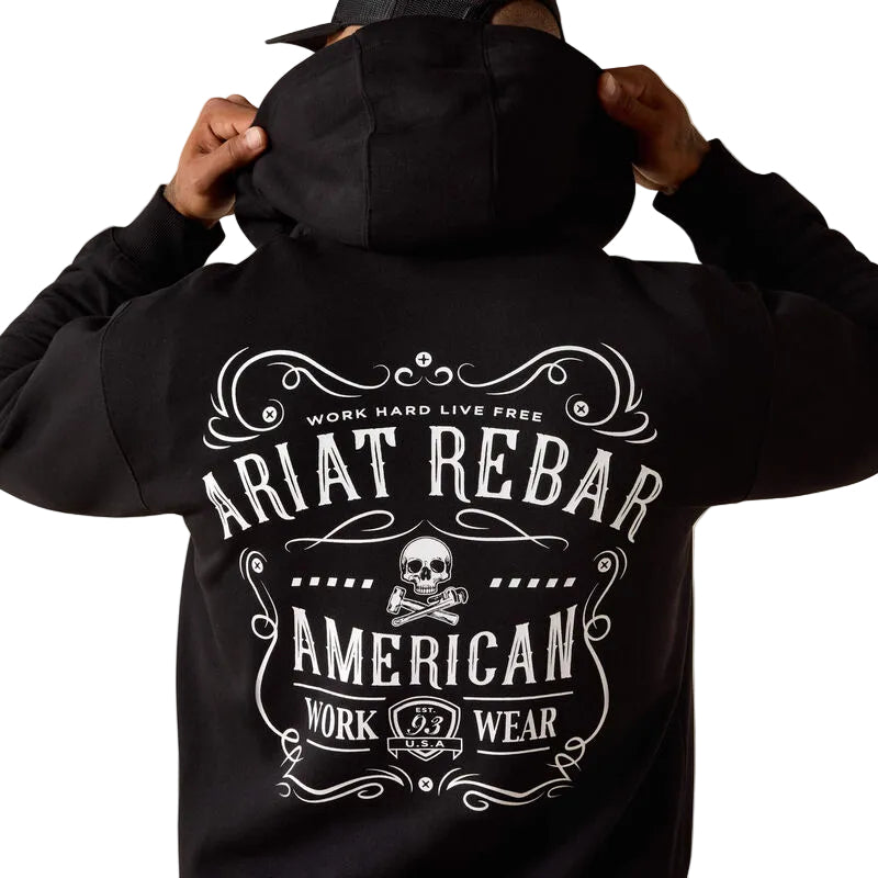 Ariat Men's Rebar Lightweight Label Full Zip Hoodie - Black