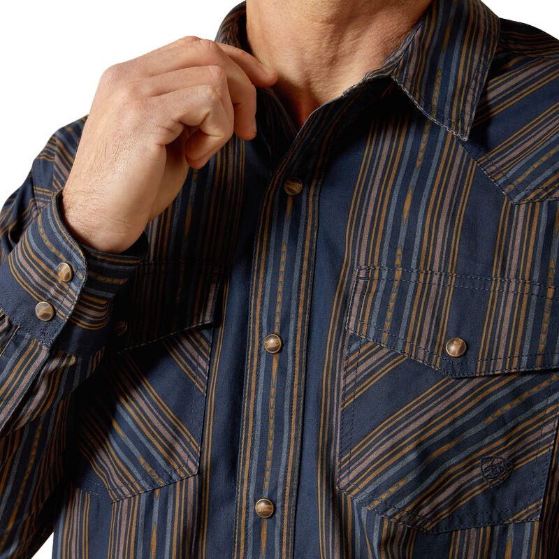 Ariat Men's Horne Retro Fit Long Sleeve Snap Shirt - Navy