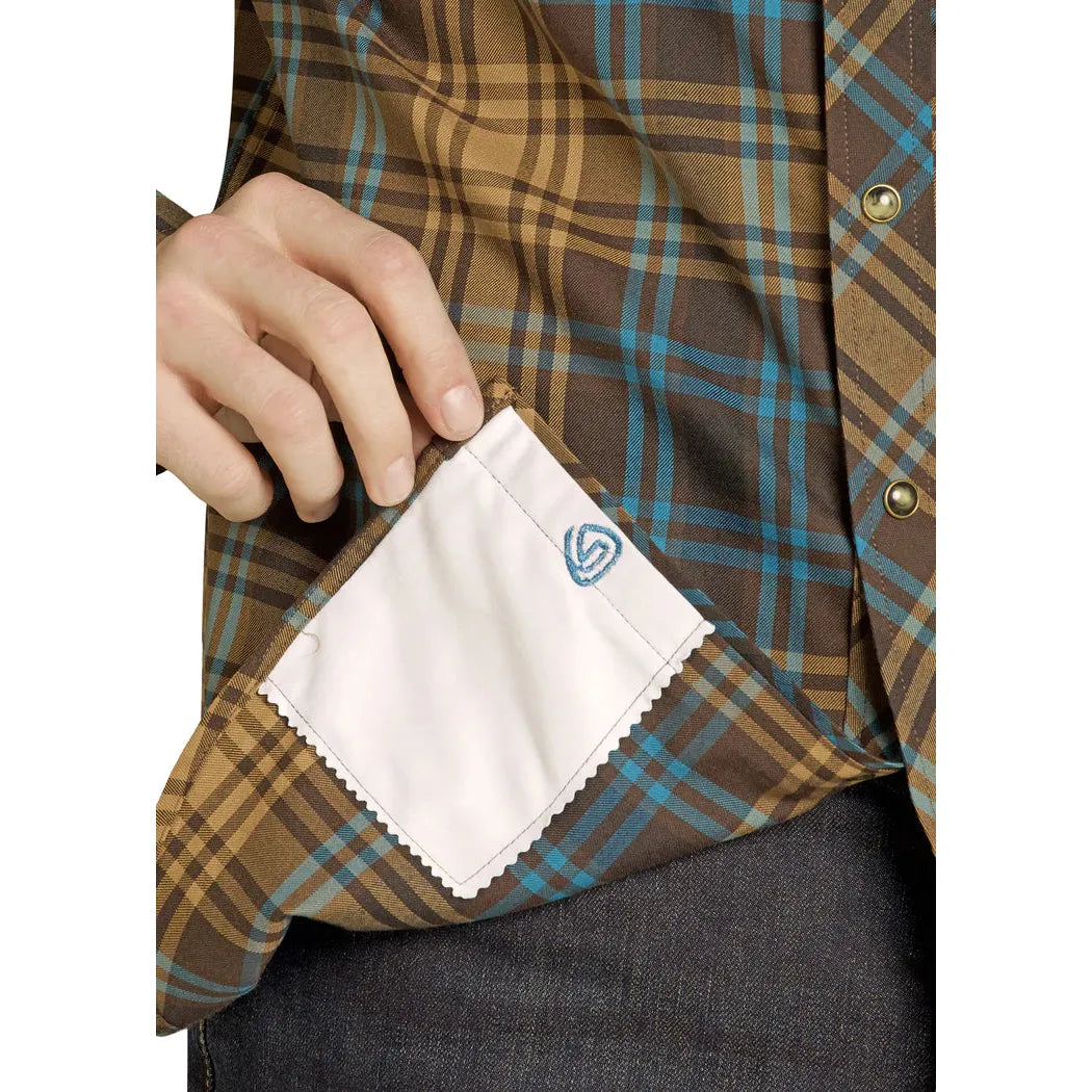 Rock & Roll Men's Tek Western Brushed Plaid Flannel Long Sleeve Shirt - Brown - Irvine Tack & Western Wear