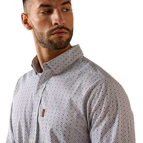 Ariat Men's Mercer Modern Fit Long Sleeve Shirt - Night Shadow Geo Cube Print - Irvine Tack & Western Wear