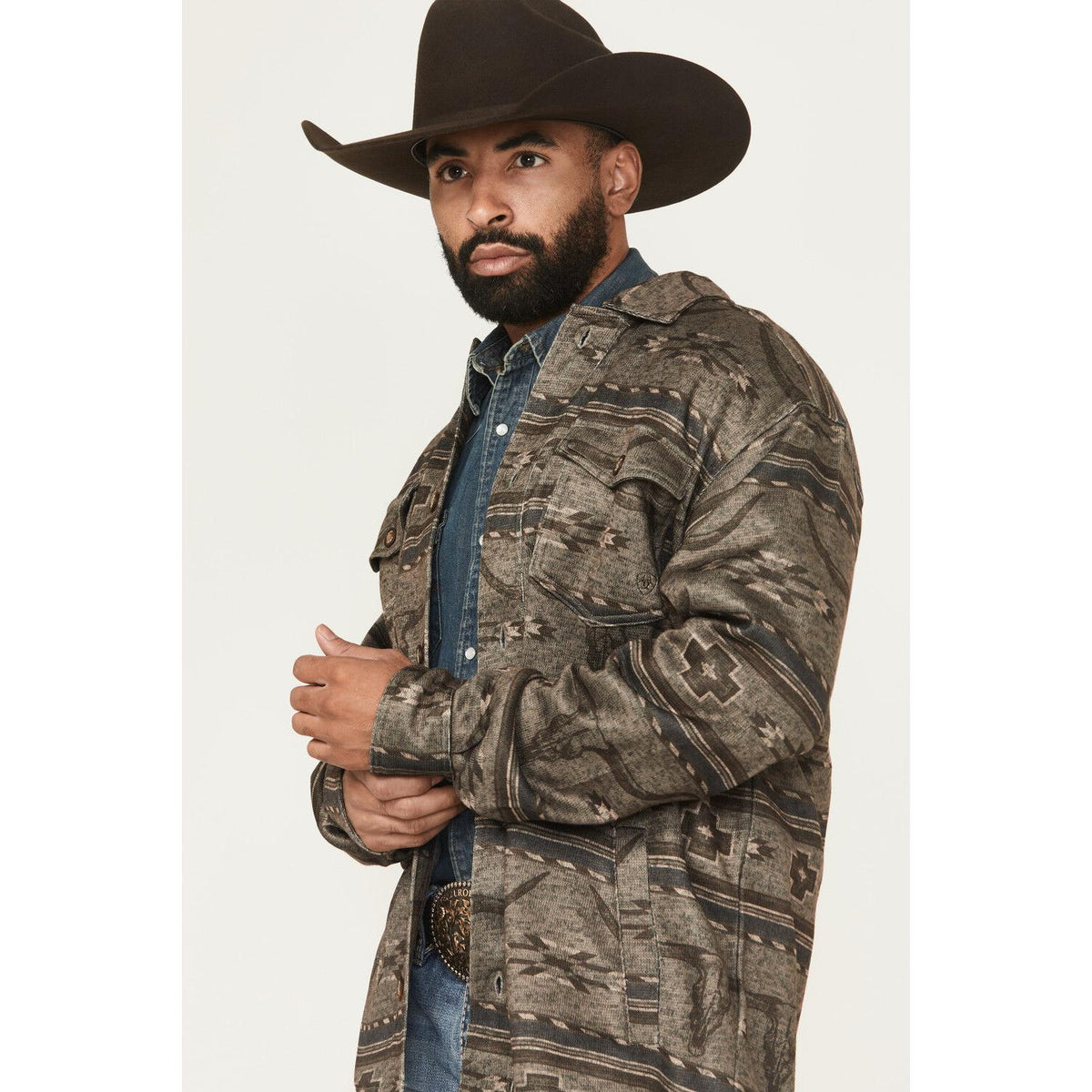 Ariat Men's Caldwell Printed Shirt Jacket- Beige