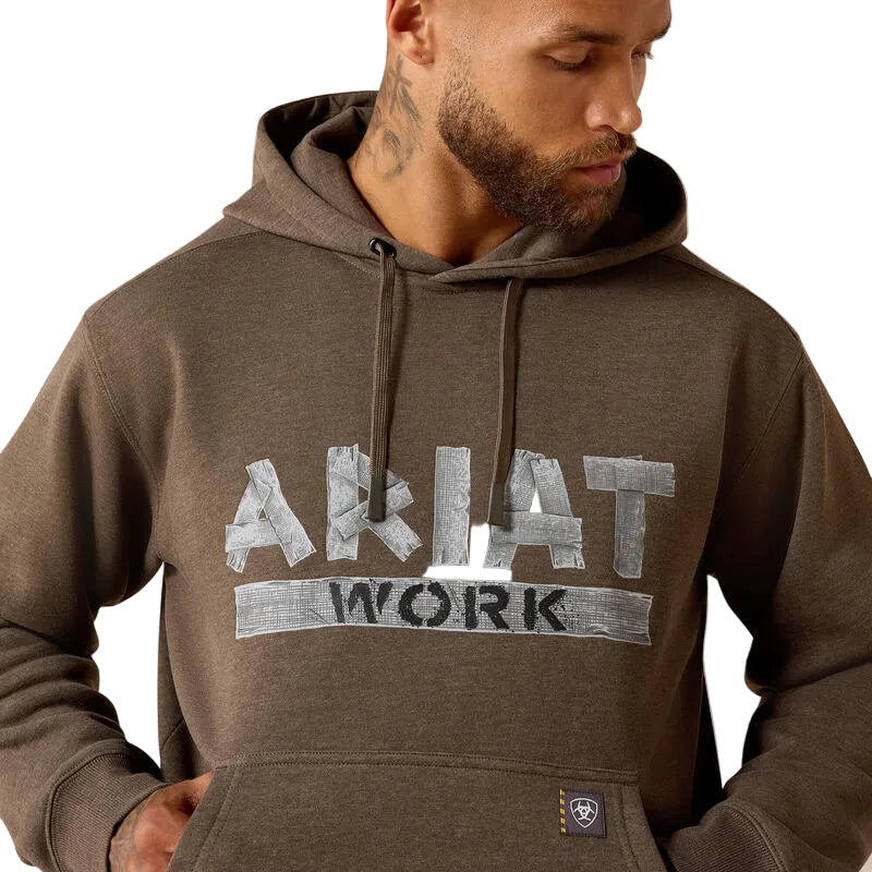 Ariat Men's Rebar Lightweight Duct Logo Hoodie - Major Brown Heather