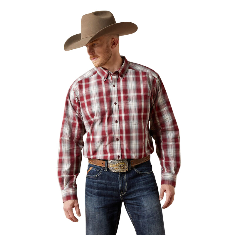 Ariat Men's Pro Series Tillman Classic Fit Long Sleeve Shirt  - Dark Red - Irvine Tack & Western Wear