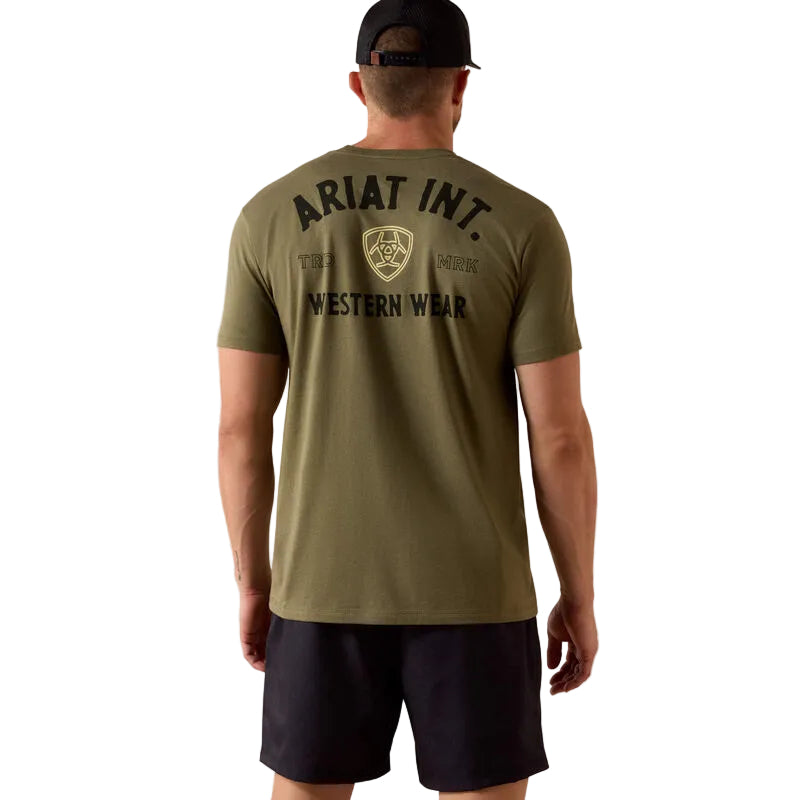 Ariat Men's Outline Shop Short Sleeve Tee Shirt - Military Heather
