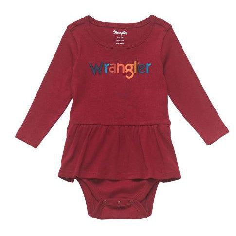 Wrangler Baby Girl's long sleeve Baby Girl Onesie - Burgundy - Irvine Tack & Western Wear