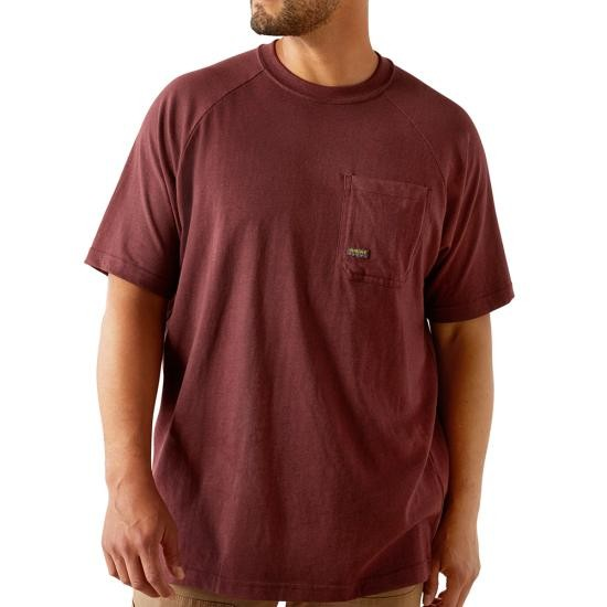 Ariat Men's Rebar Cotton Strong Hardhead Short Sleeve Tee Shirt- Burgundy Heather - Irvine Tack & Western Wear