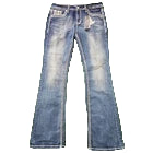 Grace in LA Women's Aztec Bootcut Jeans- Blue