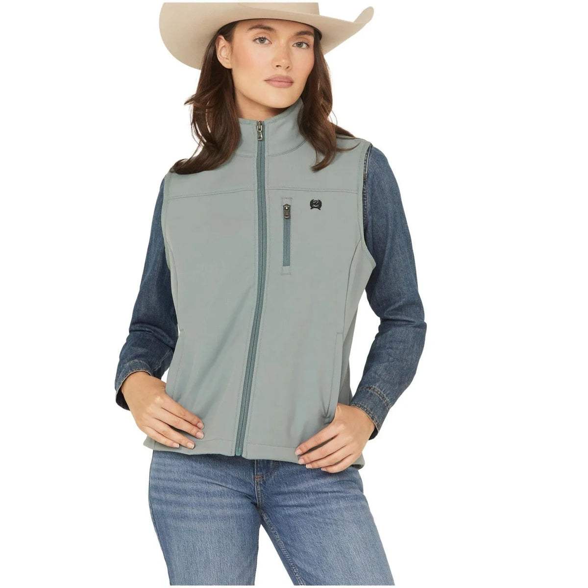 Cinch Women's Windprooof Vest- Green - Irvine Tack & Western Wear