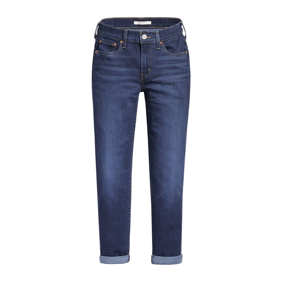 Levi Women's Mid Rise Boyfriend Cropped Jeans - Cobalt Layer (Dark Wash)