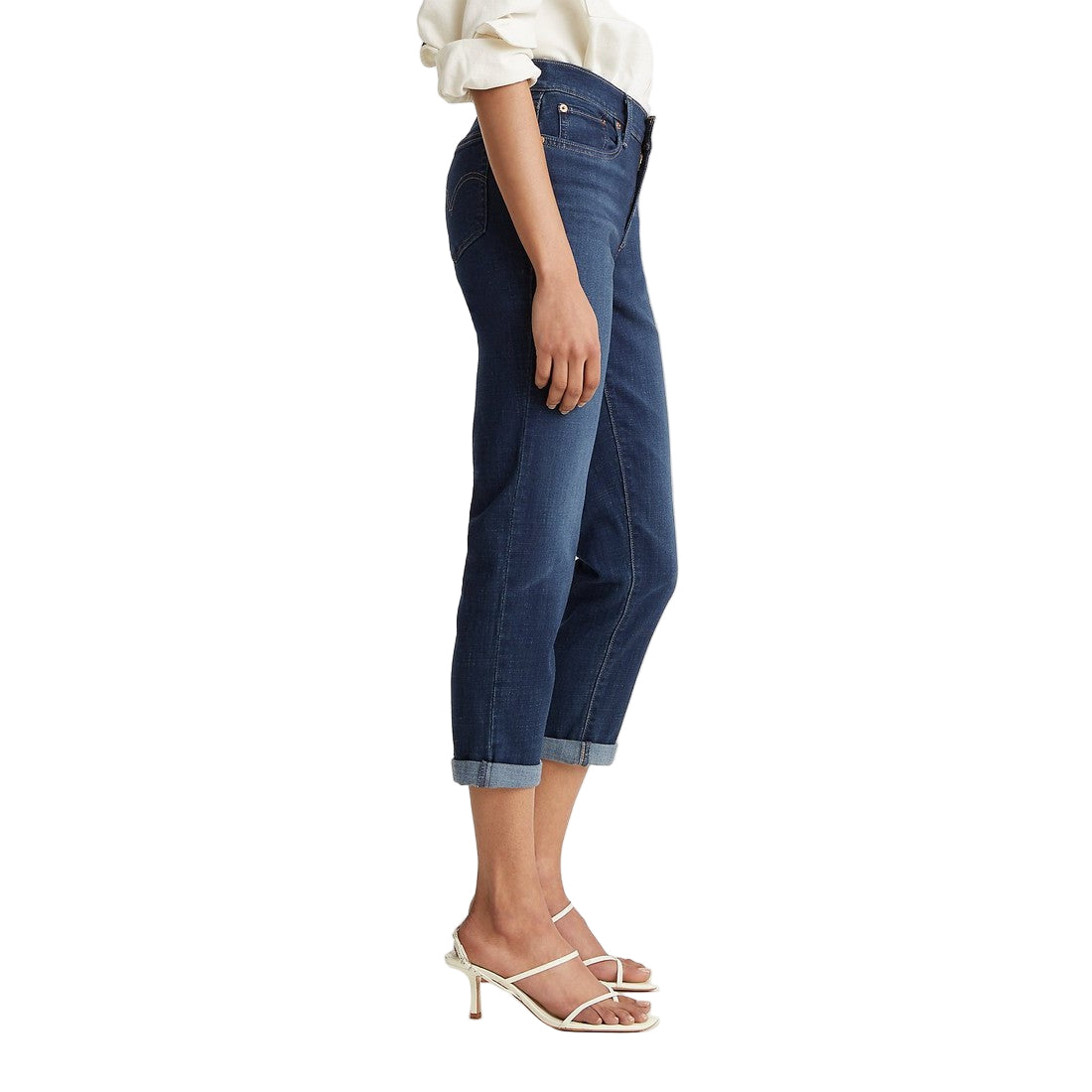 Levi Women's Mid Rise Boyfriend Cropped Jeans - Cobalt Layer (Dark Wash)