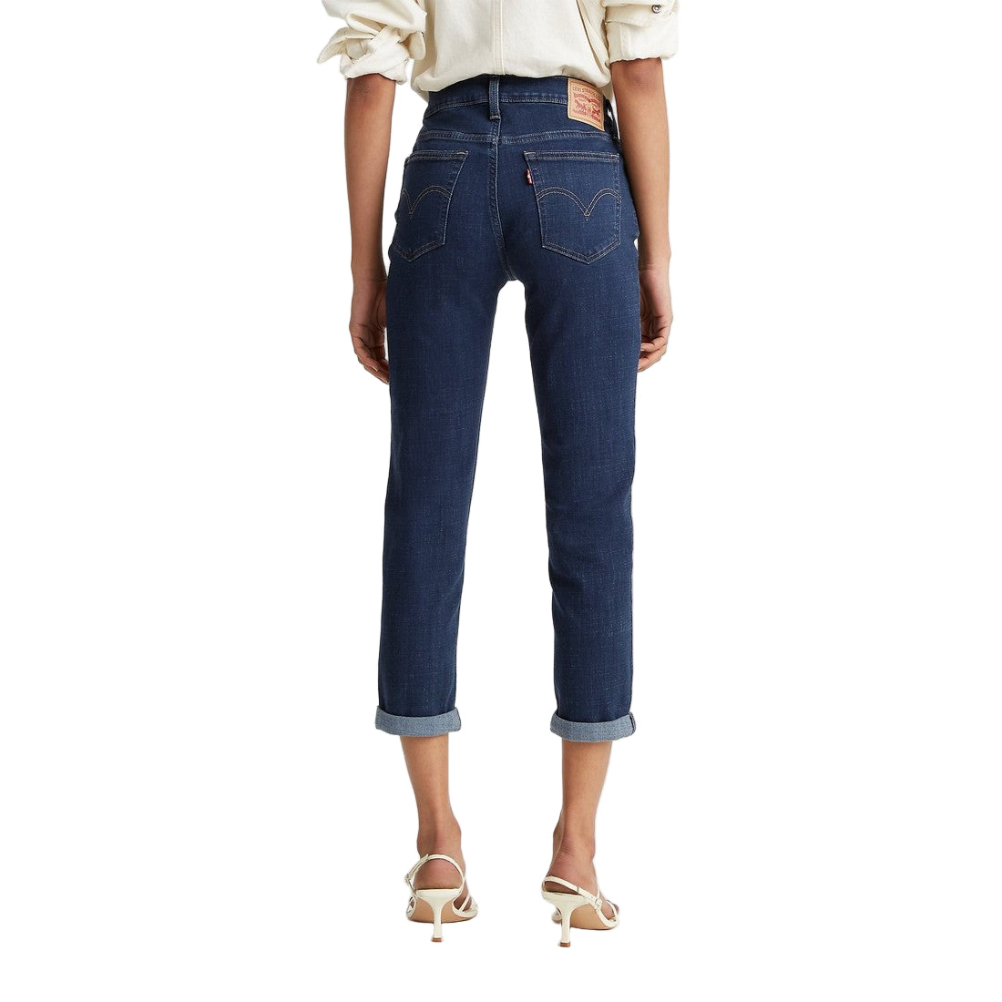 Levi Women's Mid Rise Boyfriend Cropped Jeans - Cobalt Layer (Dark Wash)