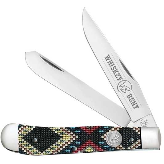 Whiskey Bent Black Diamond Bead Trapper Knife
