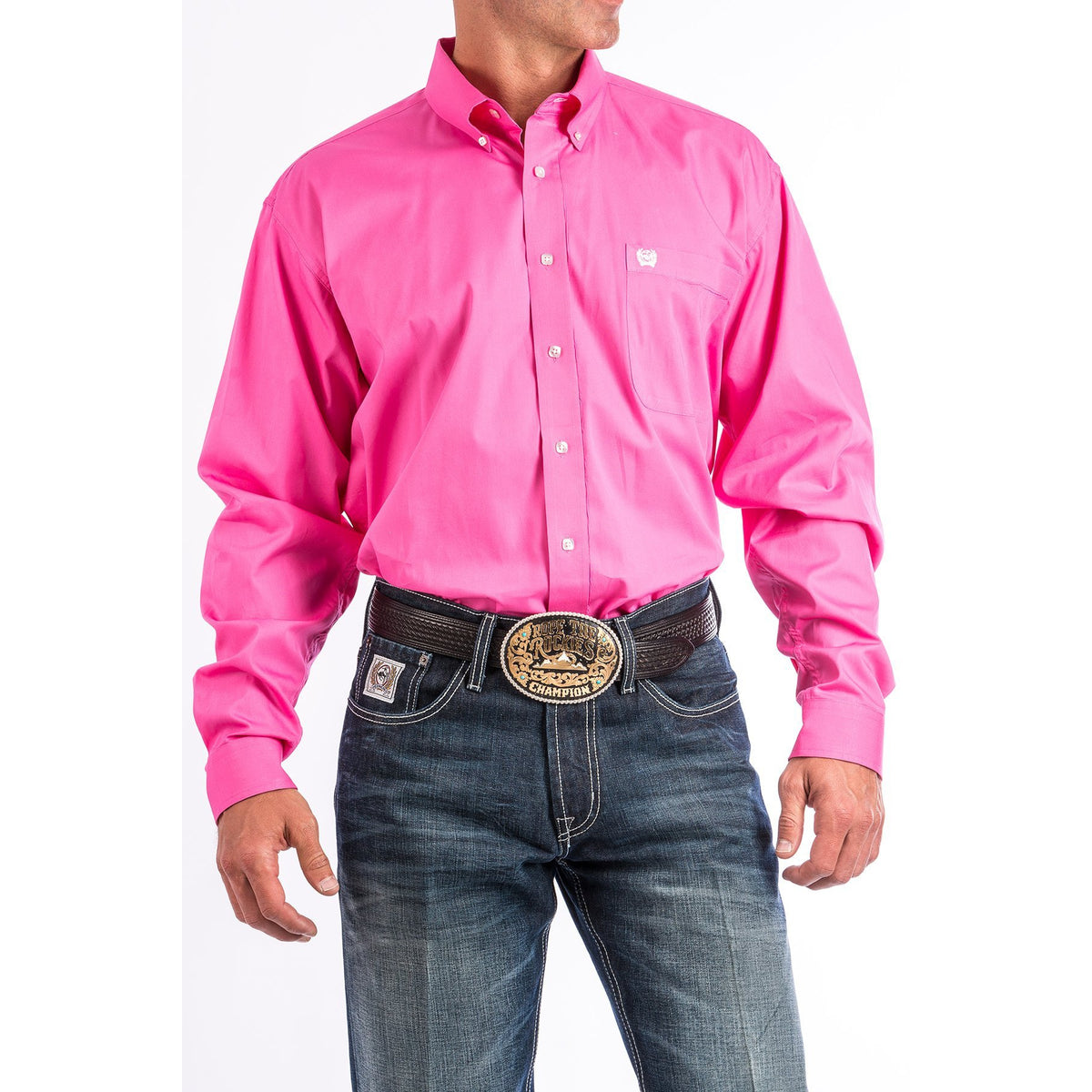 Cinch Classic Fit Long Sleeve Men's Cotton Shirt - Pink - Irvine Tack & Western Wear