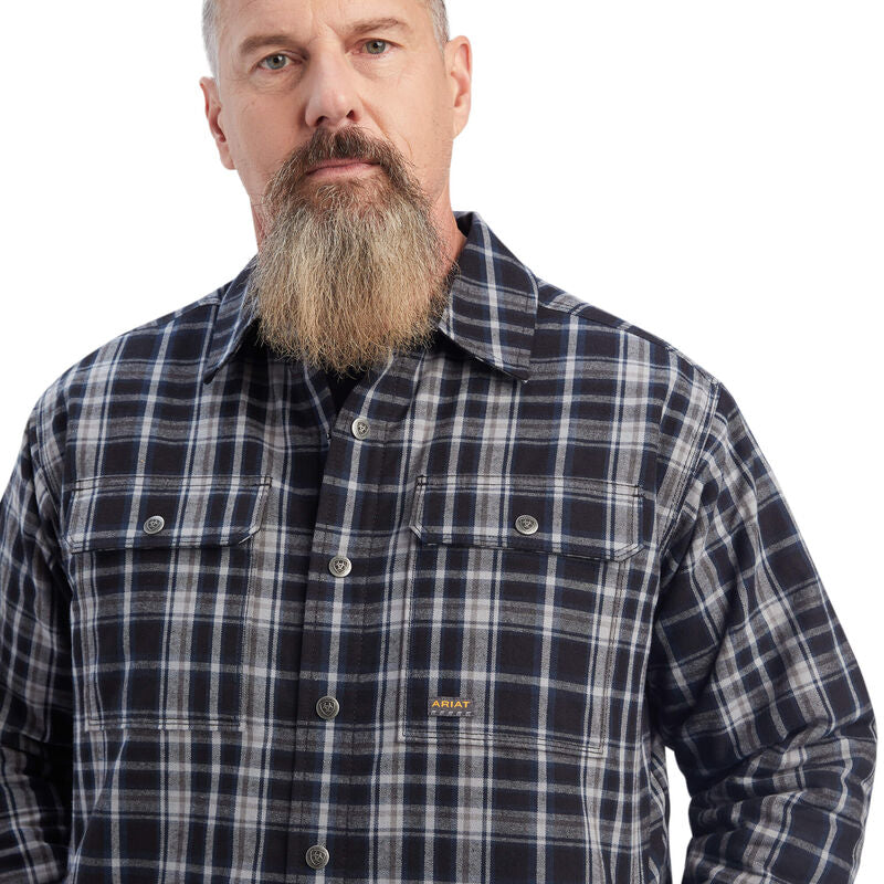 Ariat Mens Rebar Durastretch Flannel Insulated Shirt Jacket