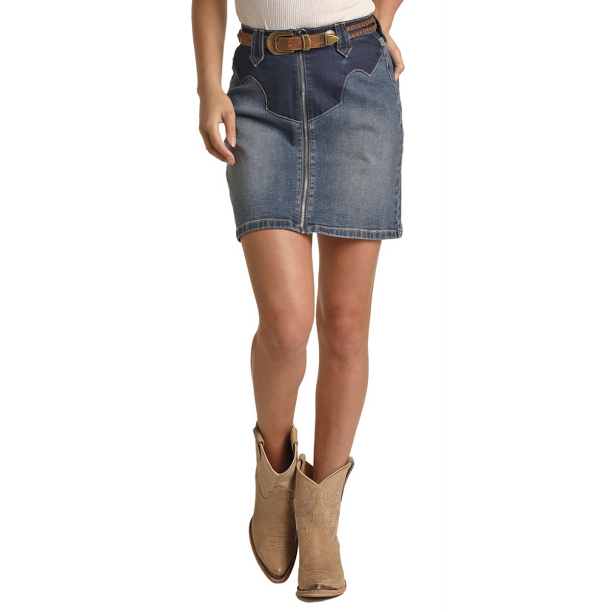 Rock & Roll Women's 2-Tone Denim Skirt - Medium Vintage