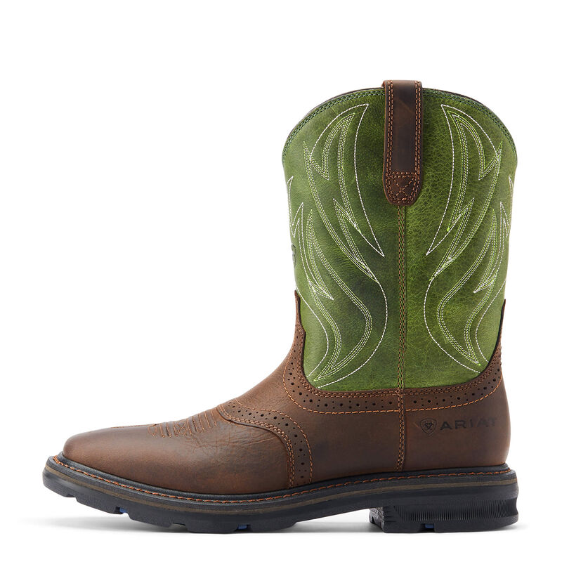 Ariat Men's Sierra Shock Shield Western Boots - Dark Brown/Grass Green - Irvine Tack & Western Wear