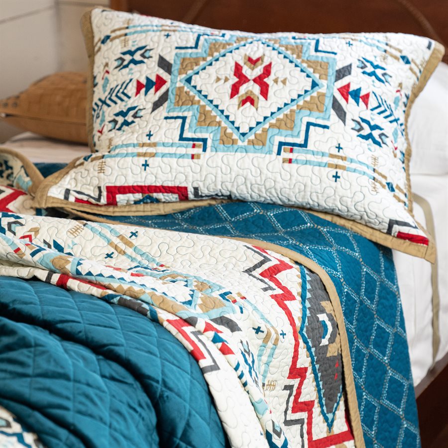 Spirit Valley Quilt Set  King Teal