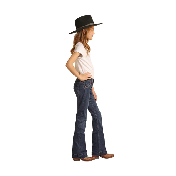 Rock & Roll Girls Smiley Pocket Mid Rise Trousers