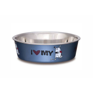 Bella Bowls Medium I Love My dog Steel Blue