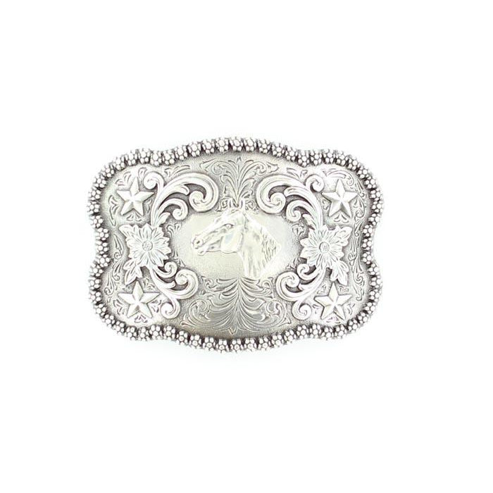 Nocona Men's Rectangle Horsehead Buckle - Silver - Irvine Tack & Western Wear