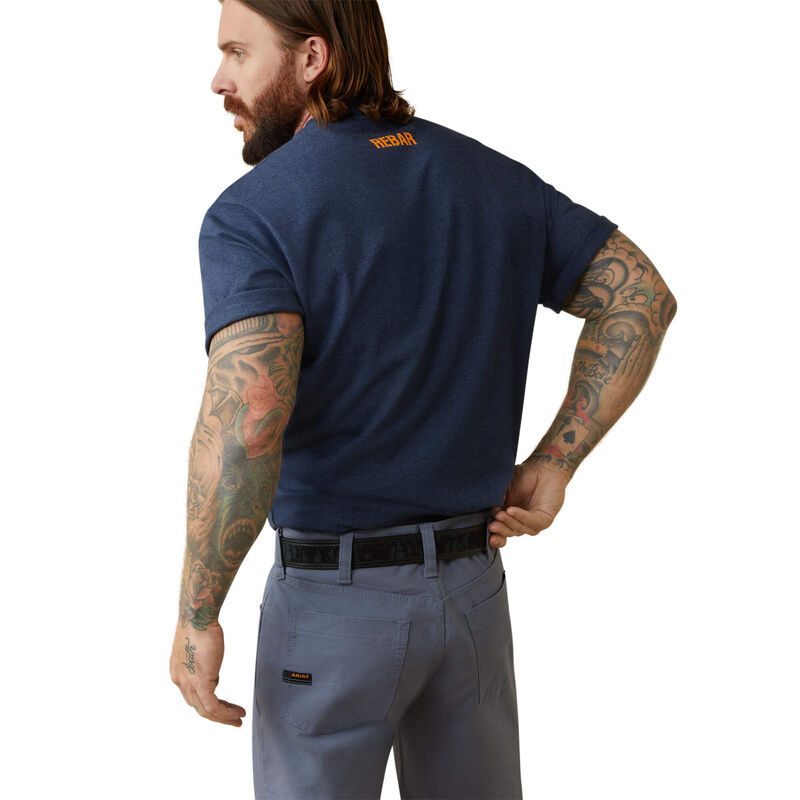 Ariat Mens Rebar Cotton Strong Block T-Shirt - Navy Heather/Lime