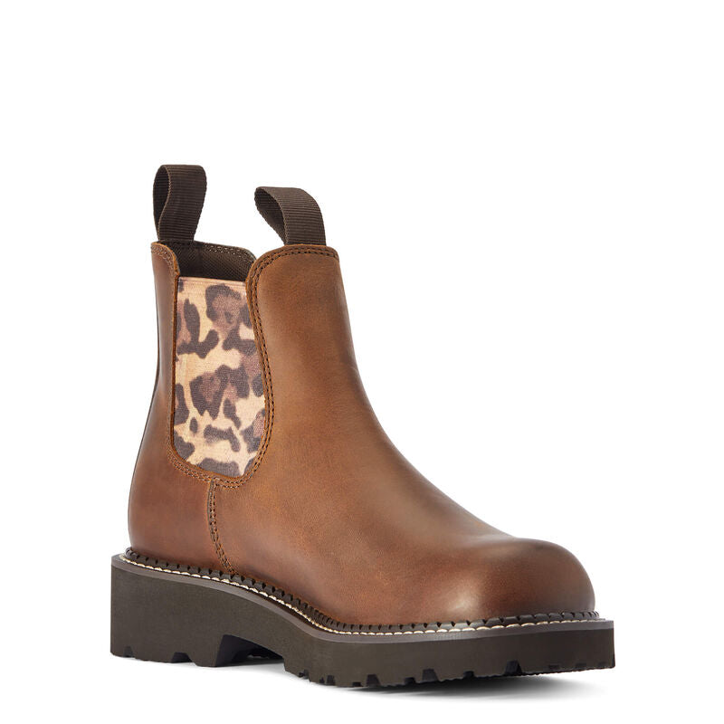 Ariat Women's Fatbaby Twin Gore Western Boots - Distressed Tan/Cheetah - Irvine Tack & Western Wear