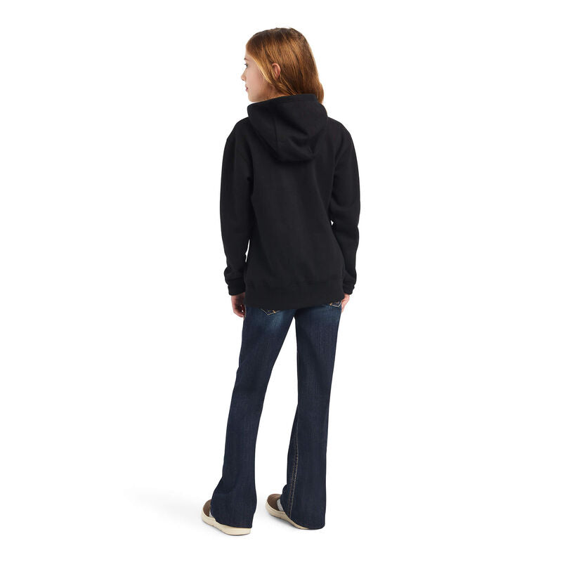 Ariat Girls REAL Glitter Logo Hoodie Black