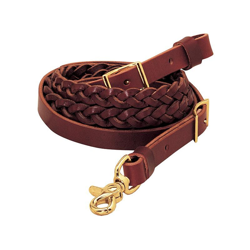 Weaver Leather Latigo Leather 3-Plait Roper Rein 5/8"  - Burgundy - Irvine Tack & Western Wear