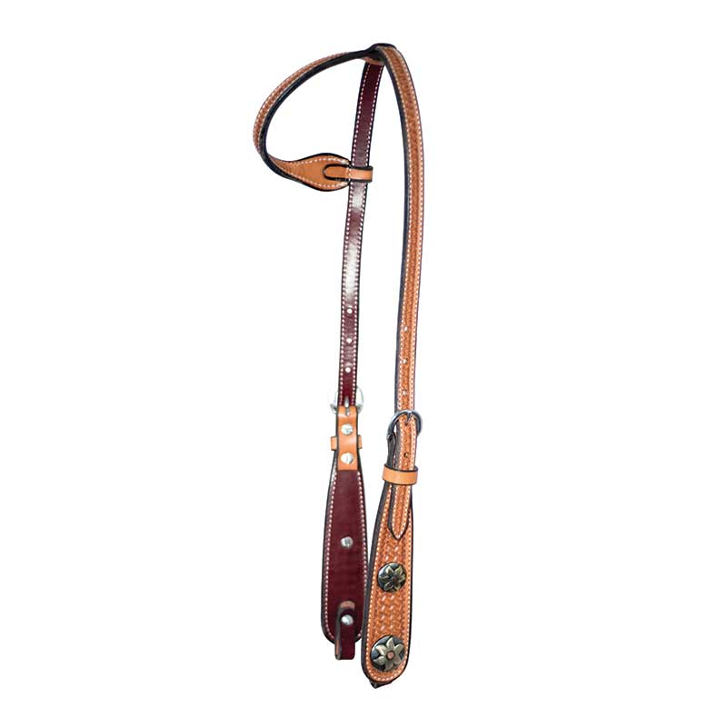 Headstall Single Ear 5/8" Golden Spider Stamp Custom Conchos
