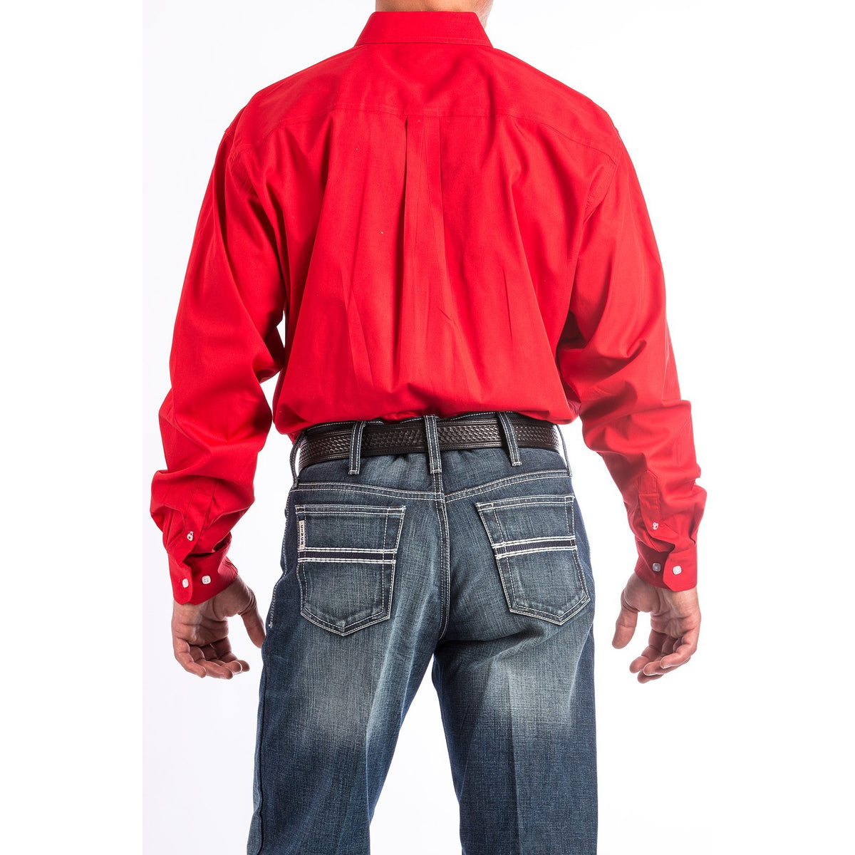 Cinch Classic Fit Long Sleeve Men's Cotton Shirt - Red - Irvine Tack & Western Wear